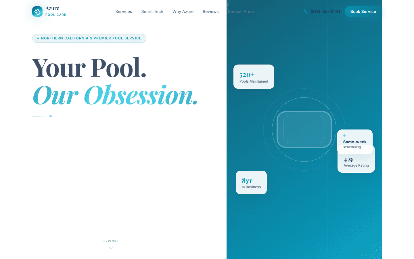 Azure Pool Care website screenshot